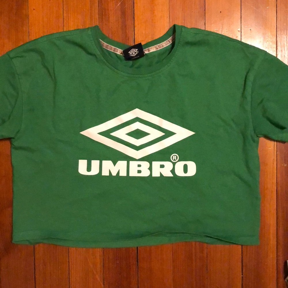 green umbro crop top. size s